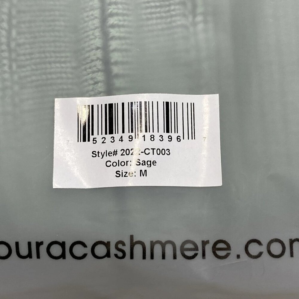 NWT Pura Cashmere Women's Fisherman Hoodie Sweater Size M Sage Green Full Zip - Picture 14 of 15